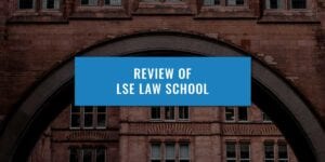 LSE law school archway entrance with text over the top of the image