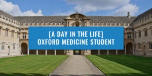 iconic view of an oxford university courtyard with text over the top of the image