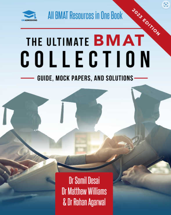 front cover view of the 2023 Ultimate BMAT collection book by UniAdmissions