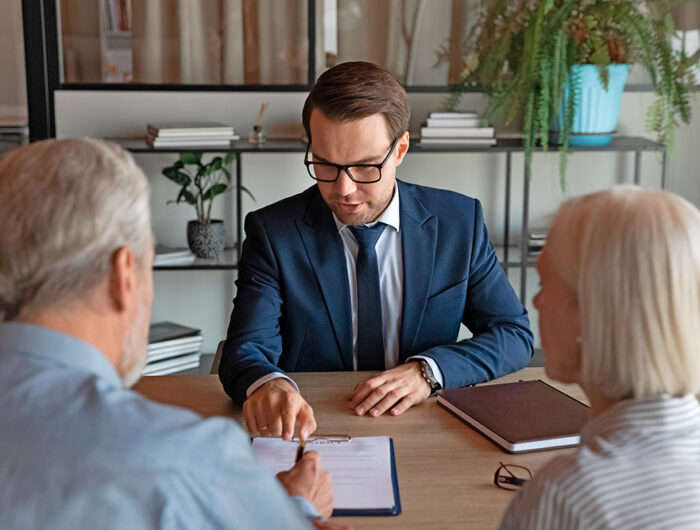 Solicitor advising clients