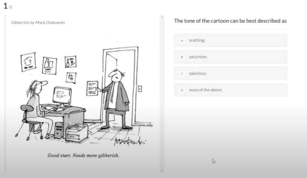 GAMSAT Test Platform Screenshot Displaying Section 1 Question
