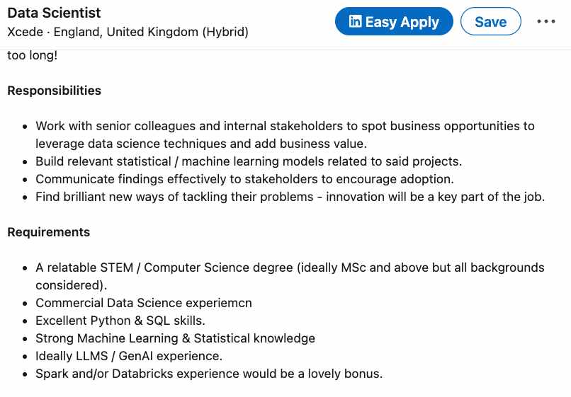 Data Science Job Ad