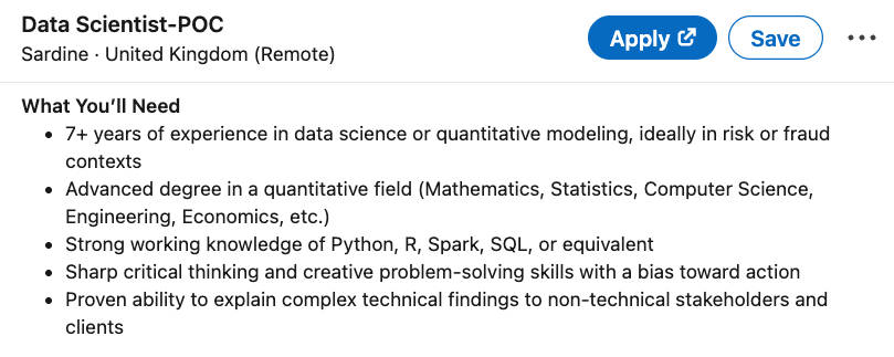 Data Science Job Ad