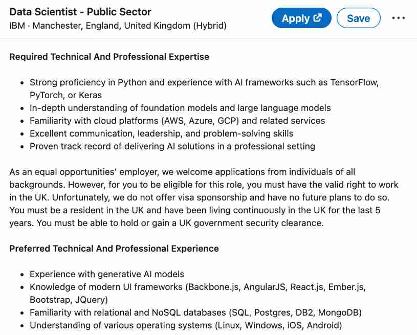 Data Science Job Ad