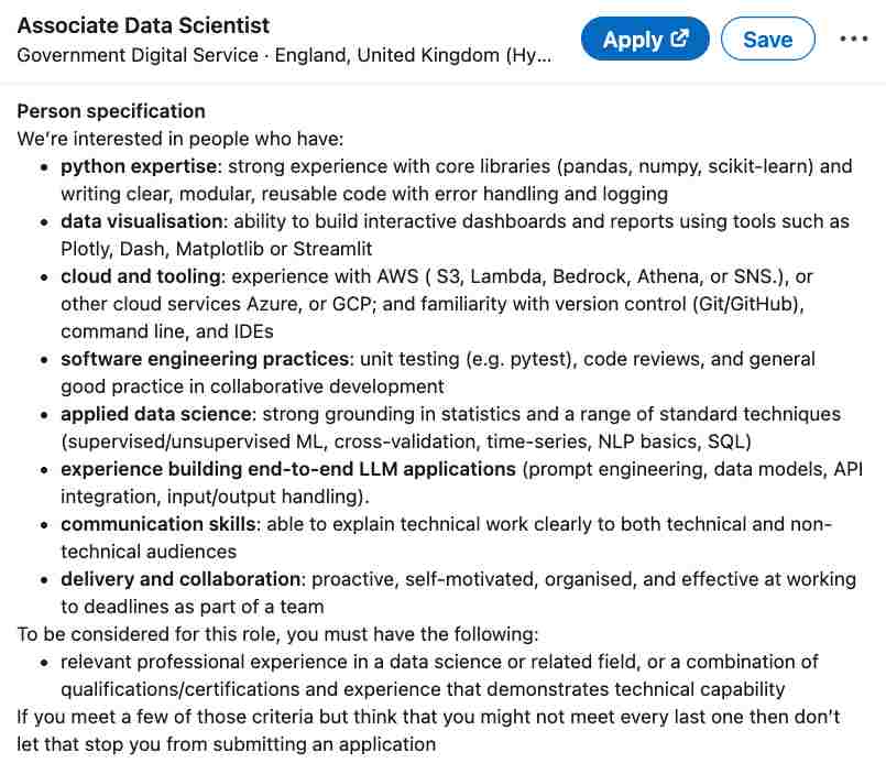 Data Science Job Ad