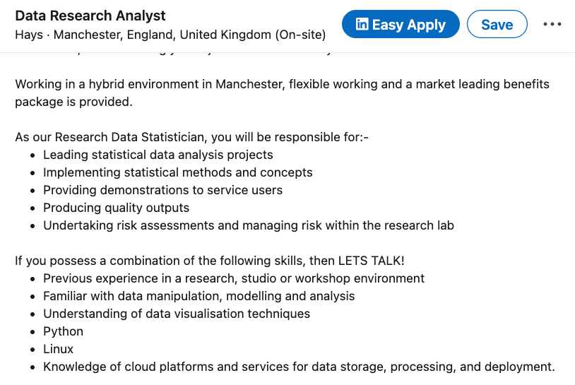 Data Science Job Ad