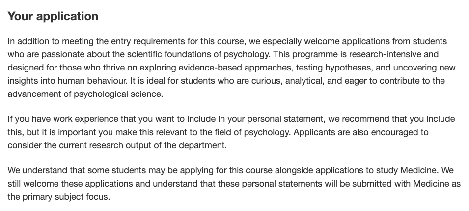 UCL Psychology Application Details