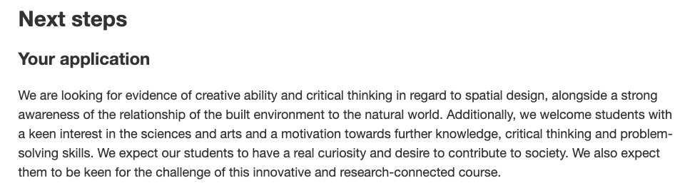 UCL Architecture BSc application